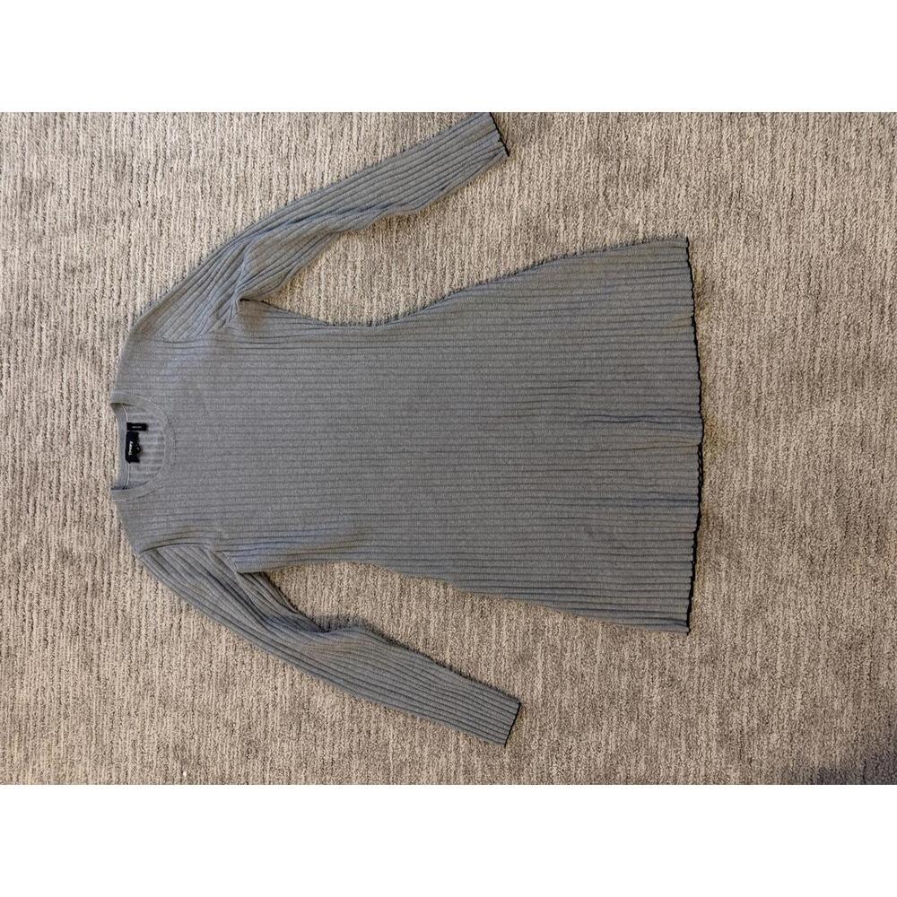 Theory Ribbed Long Sleeve Knit Dress Gray